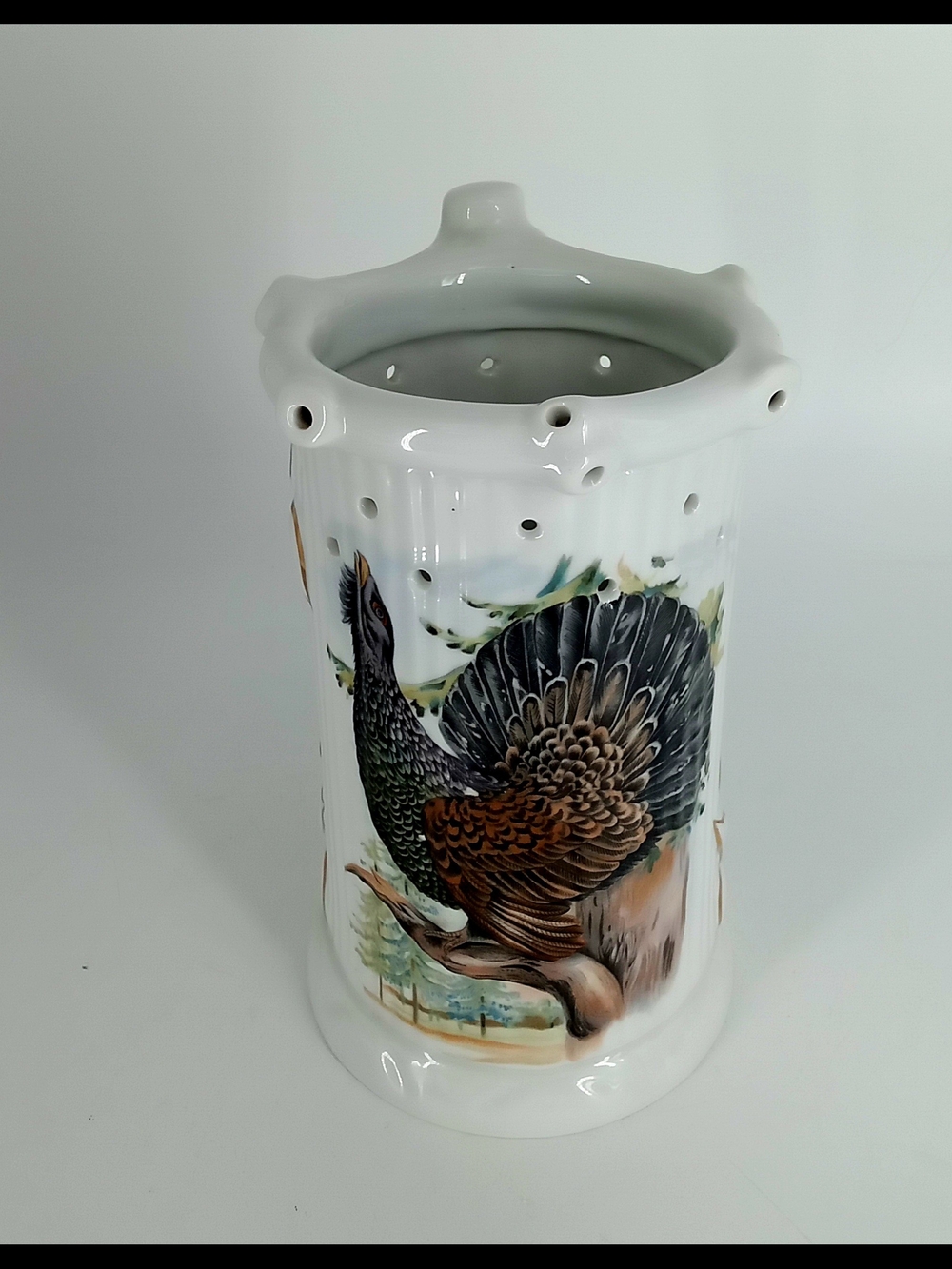 Hand-Painted Ceramic Puzzel Jug - White with Brown and Black WithLithophane Nude